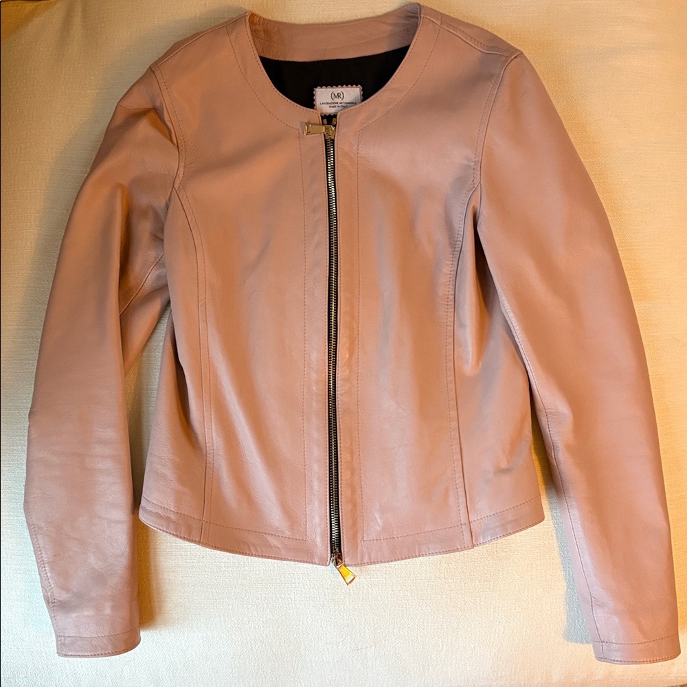Marri & Rossi Lavorazione Artigianale Women's Blush Leather Jacket small